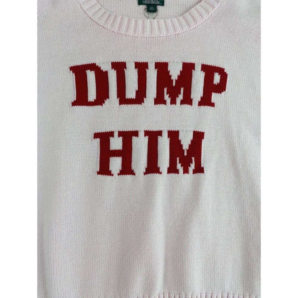 2/$30 Wild Fable Dump Him Knit Sweater Women Sz 2XL Pink Funny Sweater Spellout - Picture 8 of 13